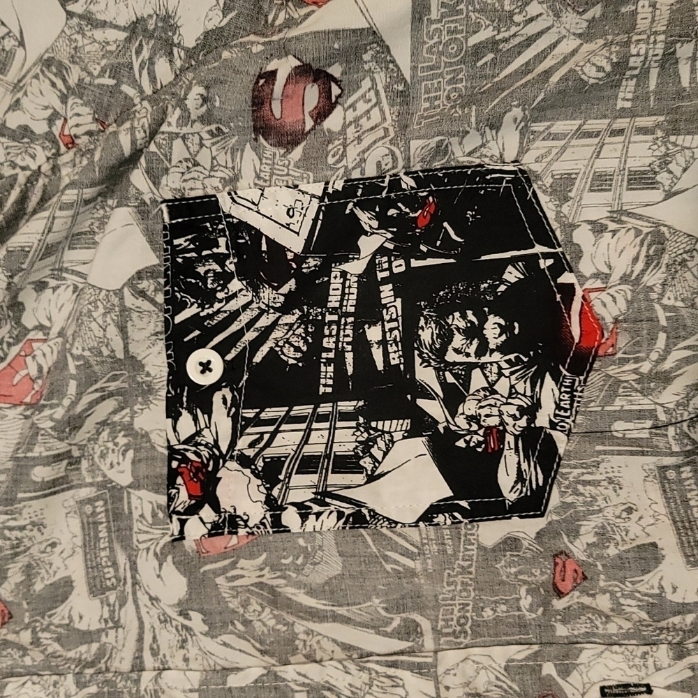 Superman DC Comics reverse-print button-front Hawaiian shirt mens XL - Picture 2 of 4